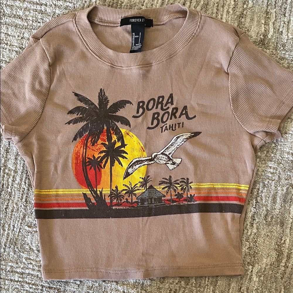 Forever 21 Kids Tan Bora Bora Tee